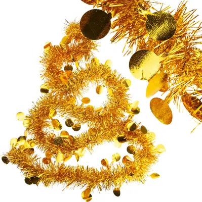 Imagen del producto de Guirnalda navideña, cadena de luces, adorno navideño, color dorado, con adornos colgantes