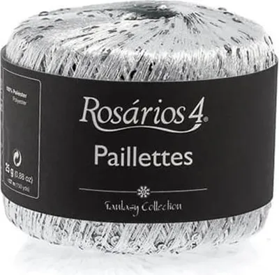 Produktbild von Rosarios 4 Paillettes Silber 25G - Glitzernde Polyesterfaden mit Pailletten, Ideal für Projekte