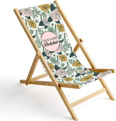 Personalisierbarer Holz Liegestuhl Klappbar Klappliegestuhl Sonnenliege Strandstuhl Wechselbezug Motiv Azalien und Rosen [119]