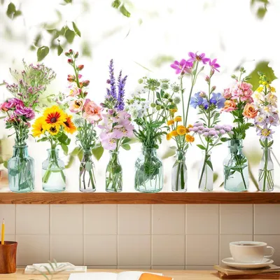 Produktbild von Fensteraufkleber Blumen - Fensterfolie 30x60 cm - Statische Glasfolie selbstklebend - Wiederverwendbare Fensterdeko für Wohnzimmer Schlafzimmer Büro
