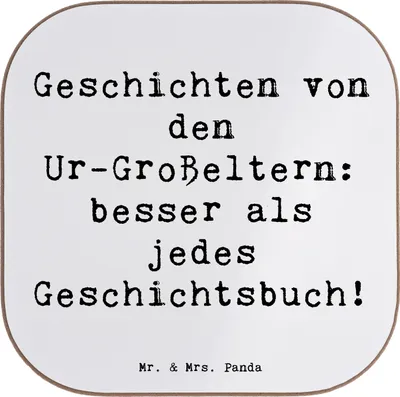 Produktbild von Mr. & Mrs. Panda Personalisierter Bierdeckel Ur-Großeltern Geschichten - Weiß - Geschenk, Weisheit, Weihnachten, Geschichte, Familie, Personalisiert, Freude, Untersetzer