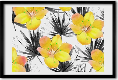 Produktbild von Bild 60x40 MDF-Rahmen, Wandkunst tropische Blumen