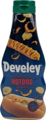 Produktbild von DEVELEY American Style Hotdog Sauce Senfsauce würzig vegan ohne künstliche Zusatzstoffe ideal für Hot Dogs Hamburger Sandwiches Toppings Wraps Pommes Dips und American-Kitchen 250ml