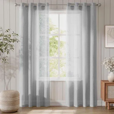 Obrázok produktu pre Sada sivých priehľadných záclon z voálu, 210 x 140 cm