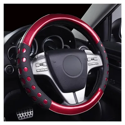 Productafbeelding van Universele stuurhoes 38 cm - Kunstleer - Antislip - Rood - Auto interieuraccessoire - Verbeterde grip - Stuurhoes
