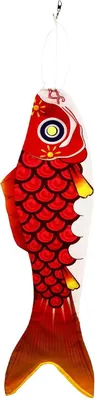 Produktbild von Wolkenstürmer Windspiel Koi (rot) - farbenfroher Windsack als Fisch Motiv inkl. Aluwirbel