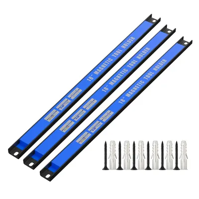 Produktbild von Intirilife 3er Magnetleisten Set für Werkzeug - Gesamt 45.5 x 2.3 x 1.3 cm - Magnetfläche 40 x 1.8 cm - Magnetische Werkzeughalter Leiste zum bohren Wandhalter inkl. Montagematerial Aufbewahrung