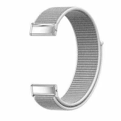 Produktbild von Armband für Fitbit Charge 5 Fitness Uhrenarmband aus Nylon Klettverschluss Sport atmungsaktiv verstellbar weich - Weiß Silber