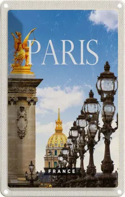 Produktbild von vianmo Blechschild 30x20 cm Retro Paris France Bild Bildmotiv Reisemotiv Abenteuer Reisen Urlaub