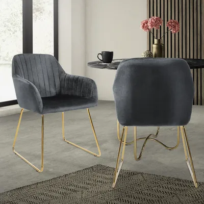 Obrázek produktu pro ML-Design sada 2 jídelních židlí s opěradlem, šedá, ze sametu