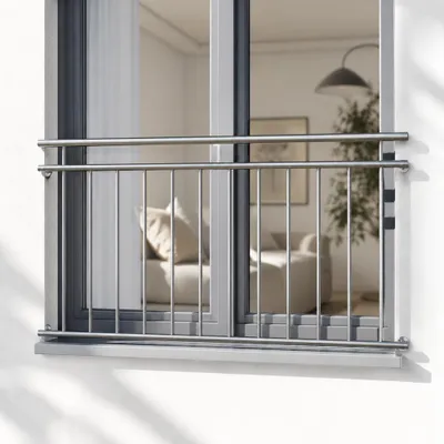 Obrázok produktu pre 156 cm balkónové zábradlie V2A Bar Balkón z nehrdzavejúcej ocele Ballustrade Okenná mriežka