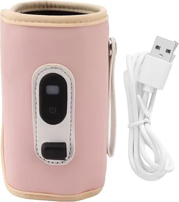 Produktbild von Babyflaschenwärmer, Kinderisolierbezug, digitale Anzeige mit USB zur Temperatureinstellung, Milch- und Butterwärmer, ideal für Babys (Pink).