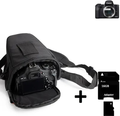 Produktbild von K-S-Trade Schultertasche kompatibel mit Canon EOS M50 Colt Kameratasche für Systemkameras DSLR DSLM SLR, Bridge etc., + 16GB Speicherkarte