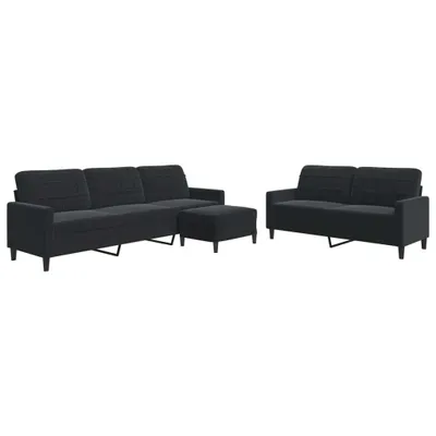 Zdjęcie produktu dla vidaXL 3-częściowa sofa z poduszkami czarny aksamit
