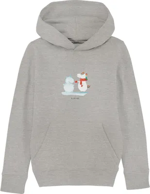 Produktbild von Mr. & Mrs. Panda Kinderpullover Einhorn Schneemann 7-8 Jahre (122/128) - Heather Grey - Geschenk, Hoodie, Kapuzenpullover, Unicorn, Weihnachten, Pullover, Mütze, Winter