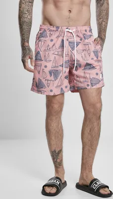 Produktbild von Urban Classics Badehose Pattern Swim Shorts Yacht Aop Lachs-XL