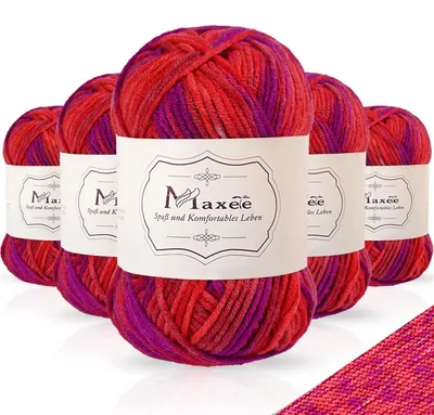 Image de Fil à tricoter main, dégradé de couleurs, fil acrylique, 5 pelotes de 50g, multicolore, pour tricoter et crocheter