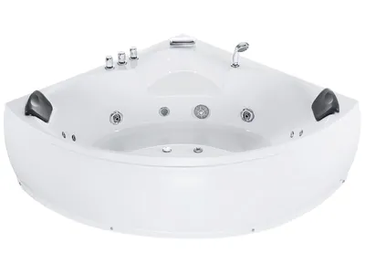 Produktbild von BELIANI Whirlpool-Badewanne in Weiß 205 x 145 cm aus Sanitäracryl Multifunktionell eckig Badezimmerzubehör Elegante Optik Modernes Design
