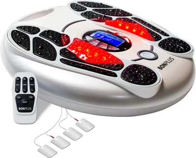 Produktbild von Bonplus BP | Kreislaufstimulator | Fußmassagegerät mit Elektroden | Durchblutungs Stimulator | 99 Intensitätsstufen | Fernbedienung | Elektrisches Massagegerät | Die Gesundheit