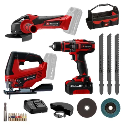 Productafbeelding van Einhell TE-TK 18/3 Li Set JS+CD+AG Power X-Change, 4257241: Gereedschapset voor doe-het-zelvers, in tas (4257241)