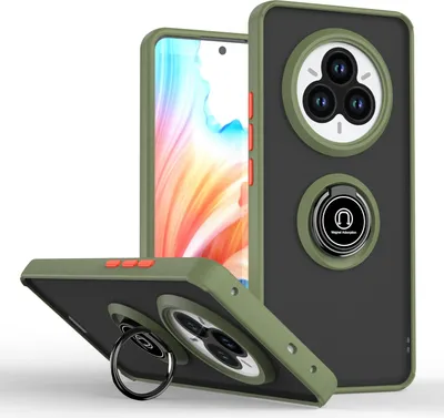 Immagine prodotto di Custodia per Realme 14 Pro+ in TPU traslucido opaco con supporto ad anello e supporto Verde militare