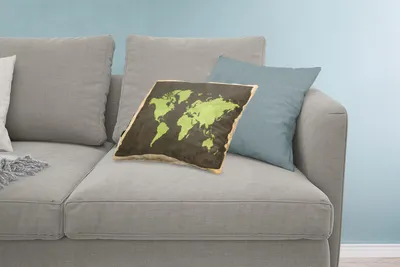 Produktbild von MuchoWow® Zierkissen Sofakissen Wohnzimmer Dekokissen 60x40 cm Weltkarte - Grün - Vintage - Kopfkissen - Polster mit Foto