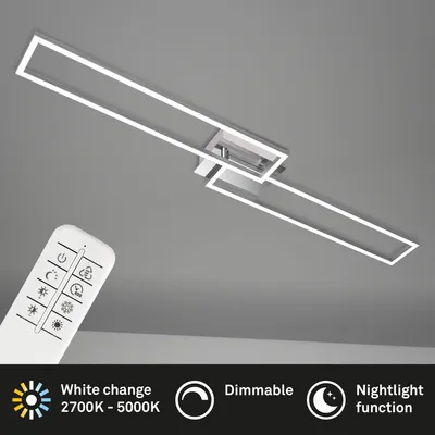 Image de Plafonnier BRILONER LEUCHTEN FRAME, 40 W, 4400 lm, IP20, chrome-alu, métal-plastique, intensité lumineuse variable, CCT, 110 x 24,8 x 7,8 cm