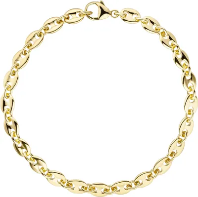 Produktbild von 6mm x 4mm Armband Armkette Kaffeebohnen Armschmuck aus 585 Gold Gelbgold, 21cm