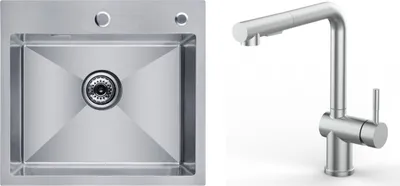 Produktbild von CECIPA Küchenspüle 50cm* 45cm Gebürstetere + Ausziehbarerr Küchenarmatur Gebürsteter