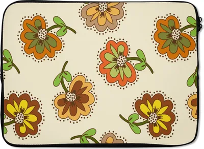 Produktbild von MuchoWow® Laptop Hülle 13 Zoll Design - Blumen - Retro - Vintage Laptoptasche - Laptophülle - Sleeve - Rundumschutz