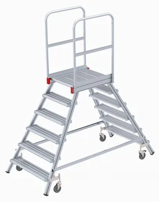 Produktbild von Euroline Premium 516 Mobile Podesttreppe beidseitig 6 Stufen