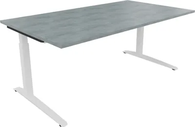 Produktbild von Schreibtisch Kufe Einzels. Quadrat B1800xT1000xH650-850 ws/Beton hell