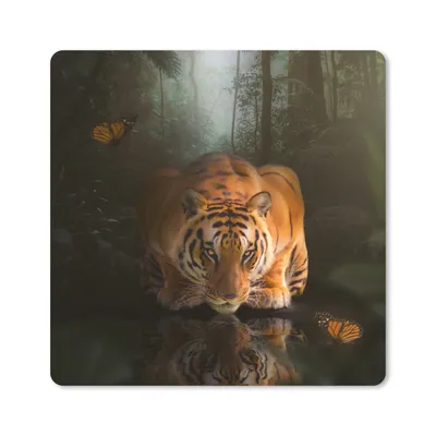 Produktbild von MuchoWow® Mauspad Mousepad Tiere - Schmetterling - Tiger 20x20 cm - Mousepads - Maus Mat - Pad - Mausunterlage - Desk Mat - Bureauartikeln