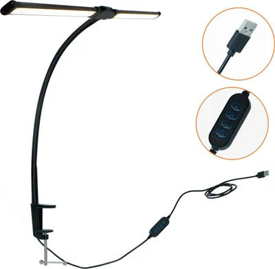 Produktbild von LED Schreibtischlampe, Doppelkopf Schreibtischlampe,3 Farbtemperaturen einstellbare Augenschutz Schreibtischlampe, geeignet für Büro, Lesen und Lernen