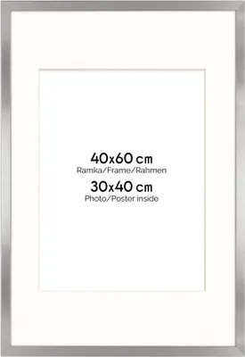 Produktbild von FRAMAI® Bilderrahmen 40x60 cm in Silber – mit Passepartout – MDF Holzrahmen, bruchsicheres Plexi, umweltfreundlich, mit Aufhängung - Hochformat & Querformat