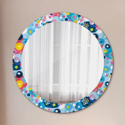 Obrázok produktu pre Ø80cm Moderné zrkadlo - nástenné zrkadlo na stenu - spálňa - farebné kruhy