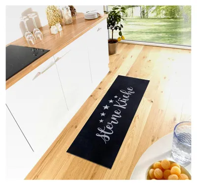 Produktbild von Küchenläufer – Teppich mit Sterneküche Motiv, rutschfest und pflegeleicht, geeignet für Küche, Flur, Eingangsbereich, Esszimmer – 50x150cm