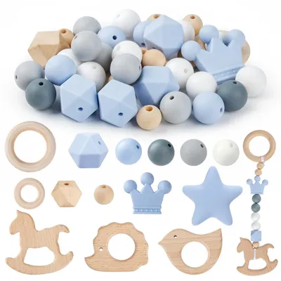 51 Silikonperlen 15 mm – Bastelset für Schmuck