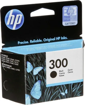A product box for HP ink cartridges, featuring butterflies and grass.