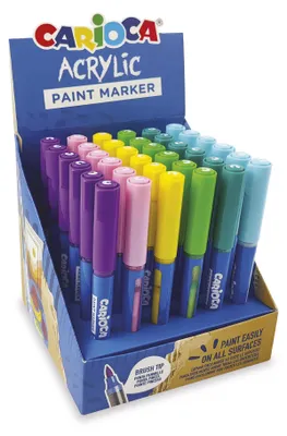 Acrylmarker-Set, 36 Stück, Pinselspitze, wasserbasiert, 6 Farben