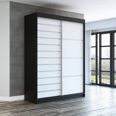 Produktbild von Schwebetürenschrank, 2-türig Schrank! Moderne Garderobe für Kleidung. Verschiedene Farben (Weiß, Schwarz, Somona) Kleiderschrank COLIN 160 cm