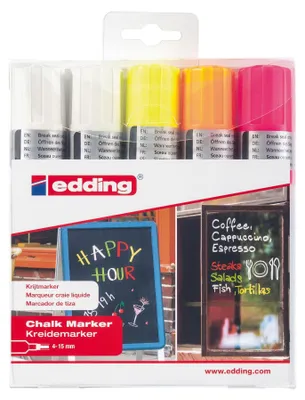 Produktbild von Edding 4090, Grau, Orange, Pink, Weiß, Gelb, Block, 5 Stück(e)