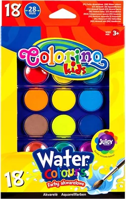 Produktbild von Colorino Wasserfarben 18 Farben im Set mit 2 Pinseln 1 Stück