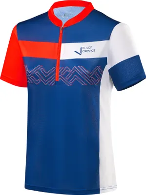 Produktbild von BLACK CREVICE - Damen Mountainbike T-Shirt | Fahrradtrikot | Farbe: Blau/Rot| Größe 42