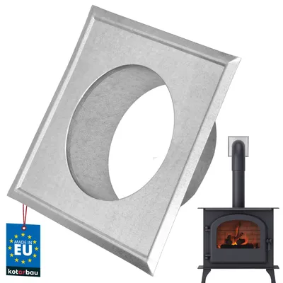 Immagine prodotto di KOTARBAU® Rosone per stufe Ø 100 mm Zincato Rosone per stufe con flangia Stufa 160 mm x 160 mm Coperchio da parete Argento Rosone decorativo per il rivestimento della parete del caminetto