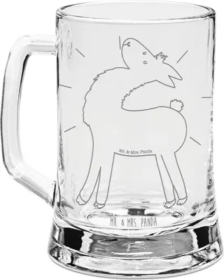 Produktbild von Mr. & Mrs. Panda Krug Lama Stolz - Transparent - Geschenk, Family, Glas Bierkrug, Beste Freundin, Seidel, Mit Gravur, Neustart, Familie, Lamas, Glaskrug, Alpaka, Humpen