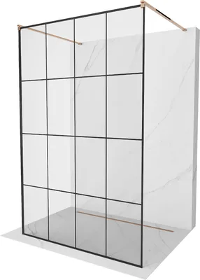 Produktbild von Mexen Kioto freistehende Duschwand 150 x 200 cm, schwarzes Muster 8 mm, rosegold - 800-150-002-60-77