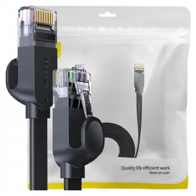 Image de Baseus Speed Six Flat Rj45 Network Cable 1000Mbps 10M Black (Wkjs000201)