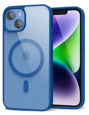 Obrázek produktu pro Magnetický kryt pro iPhone 14/iPhone 13, kompatibilní s MagSafe, průhledné nárazuvzdorné pouzdro, ochranný zadní kryt Modrá