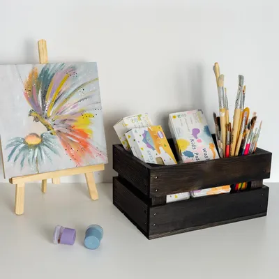 Produktbild von Creative Deco Kiste Holz Deko Holzkiste Schwarz - 30 x 20 x 15 cm - Geschliffen